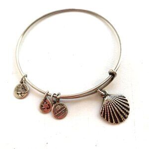 Alex and Ani Sea Shell Charm Bracelet Silver Finish - Expands 2"- 3.5"